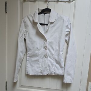 M Collection Cotron Elegant White Button-Up Women's Blazer Long Sleeve